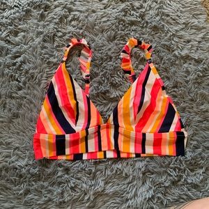 Aerie stripped ruffle triangle bikini top